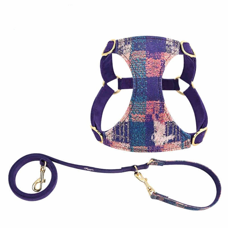 JMT-128202 Dog Walking Harness with Rope Leash - Available in Dark Night Blue, Spring Pink, and Sunset Purple