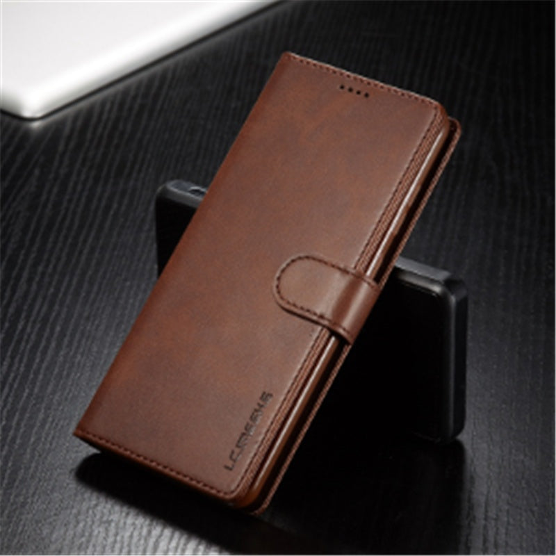 JMT-128394 Calfskin Pattern Card Wallet Flip Cover - All-in-One Anti-Drop Protective Holster