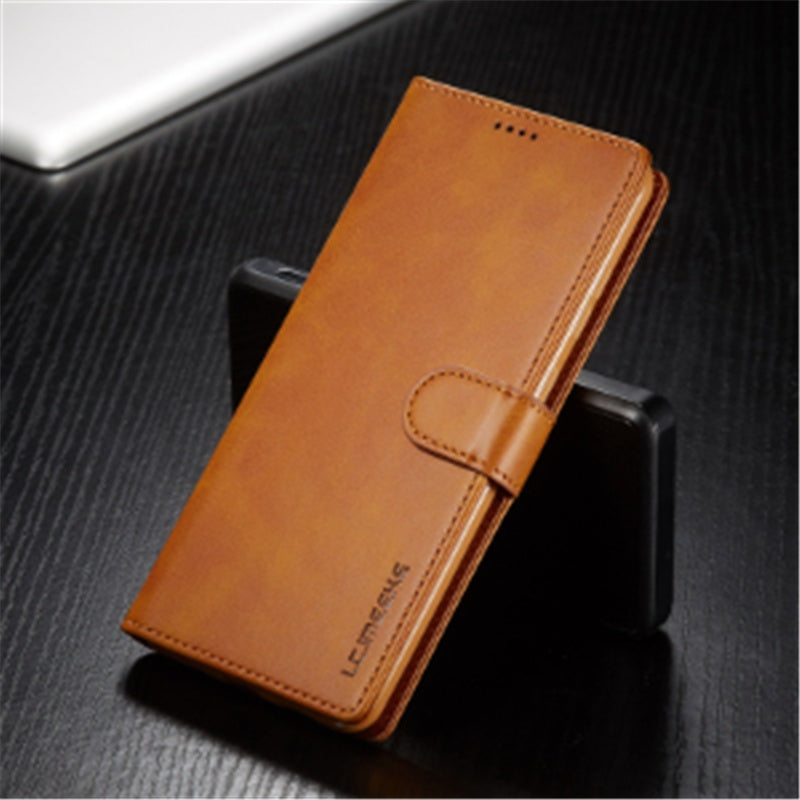 JMT-128394 Calfskin Pattern Card Wallet Flip Cover - All-in-One Anti-Drop Protective Holster
