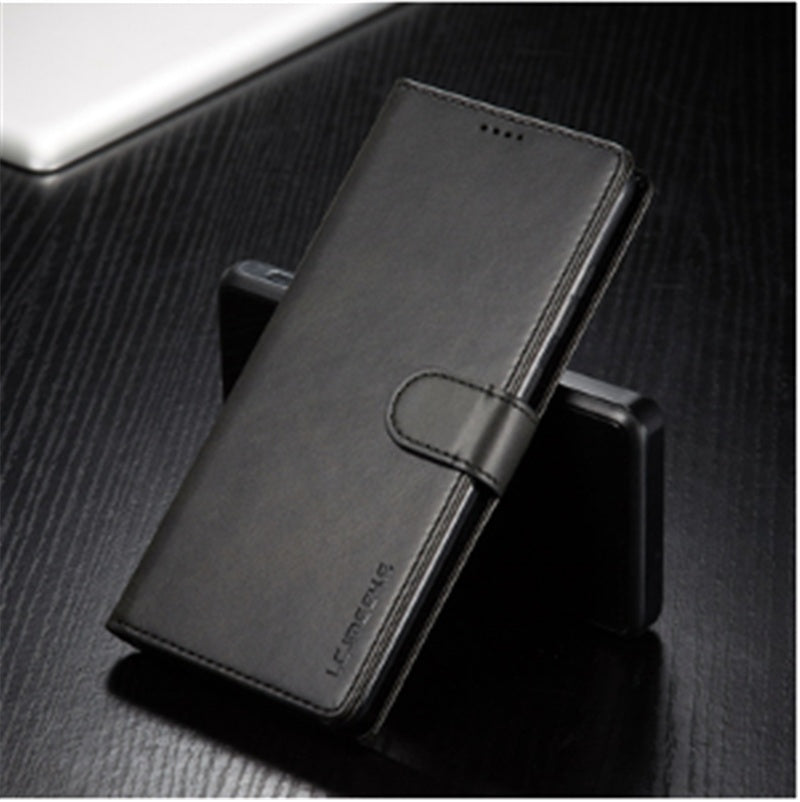 JMT-128394 Calfskin Pattern Card Wallet Flip Cover - All-in-One Anti-Drop Protective Holster