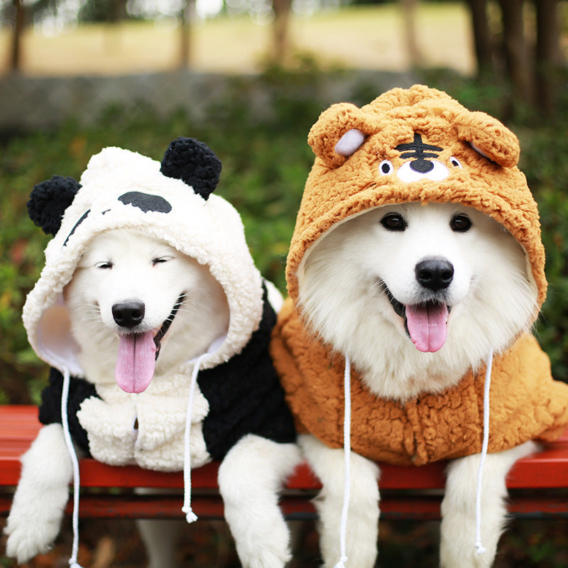 JMT-128778 Thickened Autumn and Winter Clothing for Medium to Large Dogs in Cute Tiger and Panda Styles