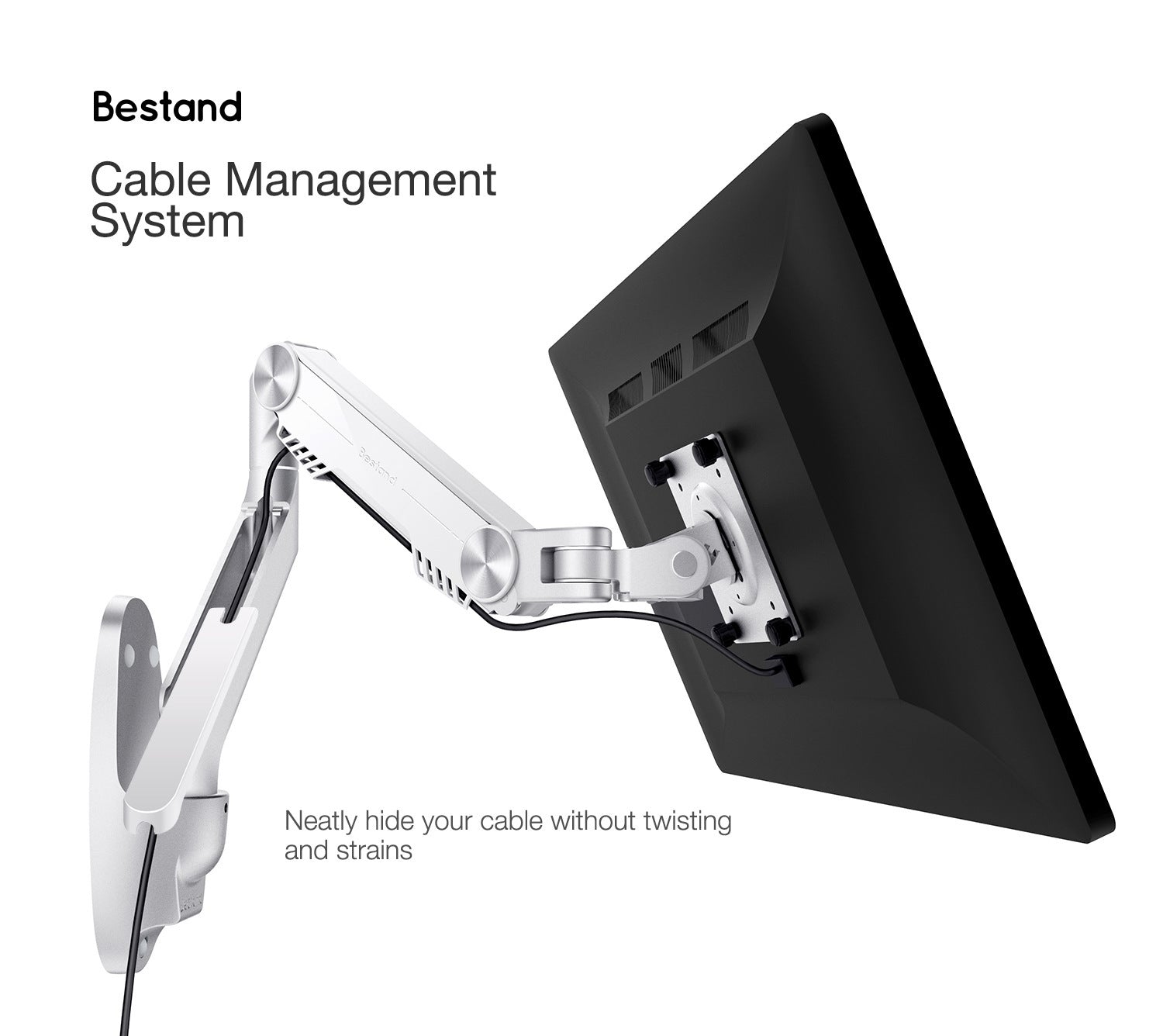 JMT-128970 Aluminum Alloy Single-Arm Monitor Wall Mount Bracket - 2.8KG, 40.5x34.5x12.7CM