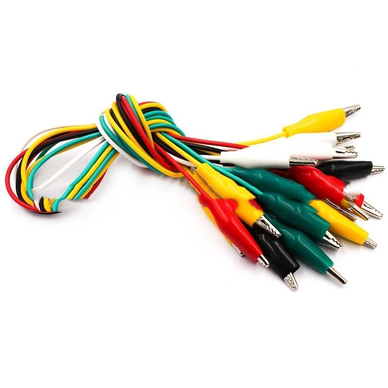 JMT-129034 Crocodile Clips Test Lines - 35mm & 45mm, Multiple Colors, PVC Casing, 10 Wires per Bundle