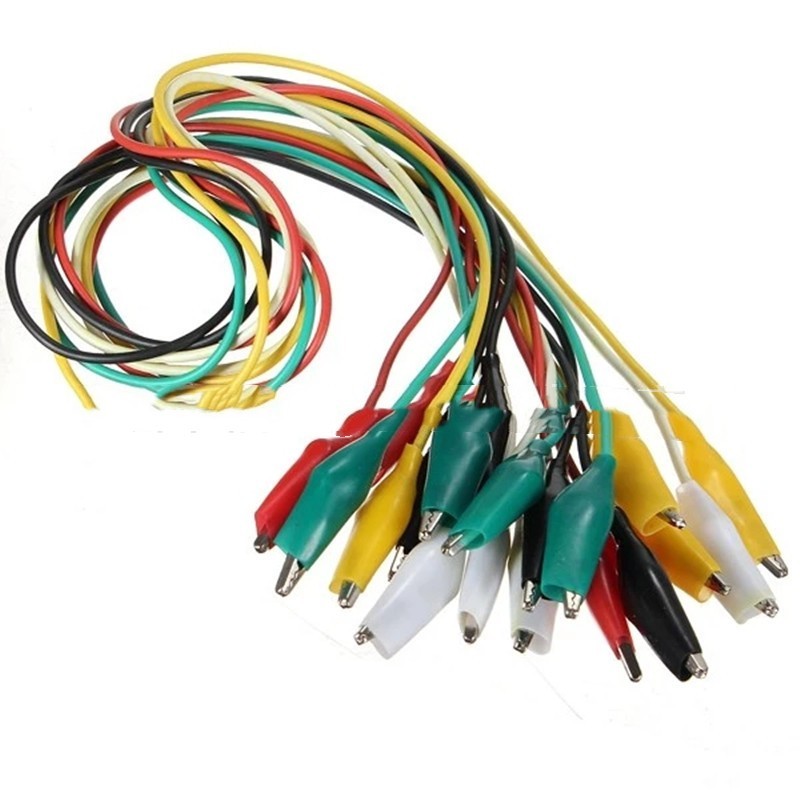 JMT-129034 Crocodile Clips Test Lines - 35mm & 45mm, Multiple Colors, PVC Casing, 10 Wires per Bundle