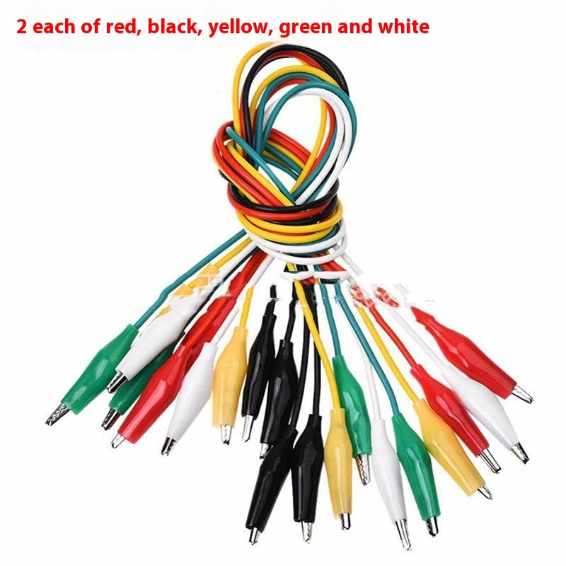 JMT-129034 Crocodile Clips Test Lines - 35mm & 45mm, Multiple Colors, PVC Casing, 10 Wires per Bundle