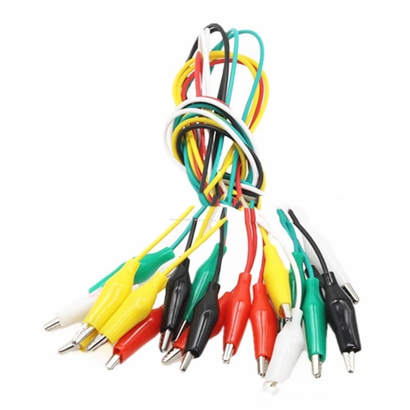 JMT-129034 Crocodile Clips Test Lines - 35mm & 45mm, Multiple Colors, PVC Casing, 10 Wires per Bundle