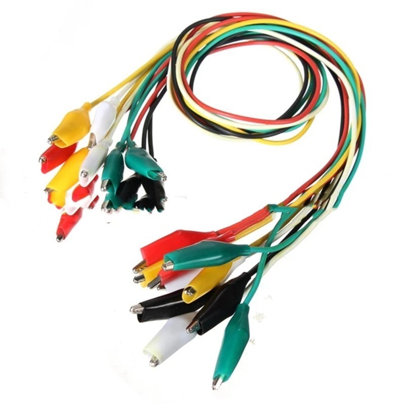 JMT-129034 Crocodile Clips Test Lines - 35mm & 45mm, Multiple Colors, PVC Casing, 10 Wires per Bundle