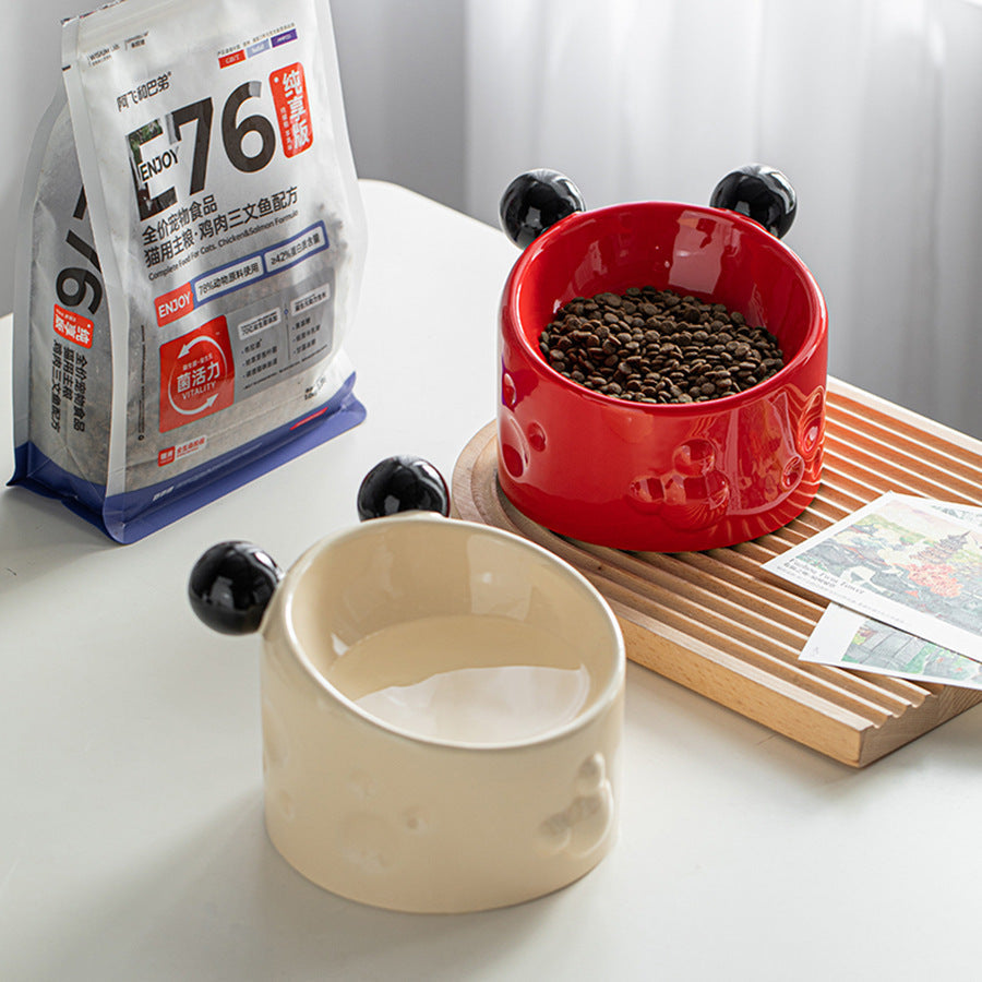 JMT-129034 Elevated Ceramic Pet Bowl Set with Neck Protection for Cats and Dogs, Anti-Spill Design