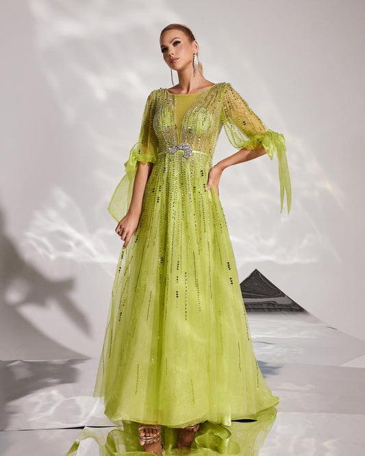 JMT-129098 Elegant Green Evening Dress - Style SH0128 for Women