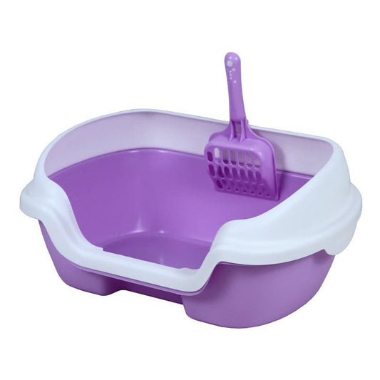 JMT-129098 Semi-Enclosed Plastic Cat Litter Box - 40cm Length, 30cm Width, 18cm Height