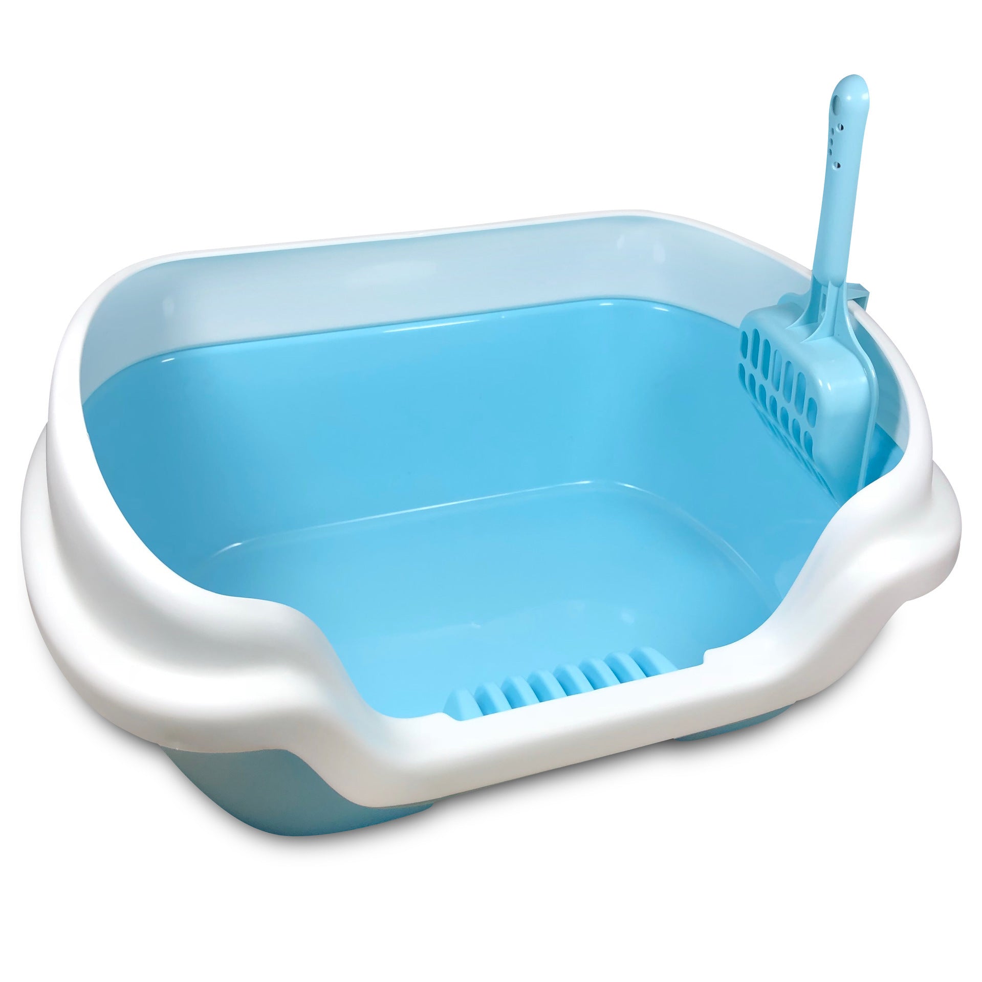 JMT-129098 Semi-Enclosed Plastic Cat Litter Box - 40cm Length, 30cm Width, 18cm Height