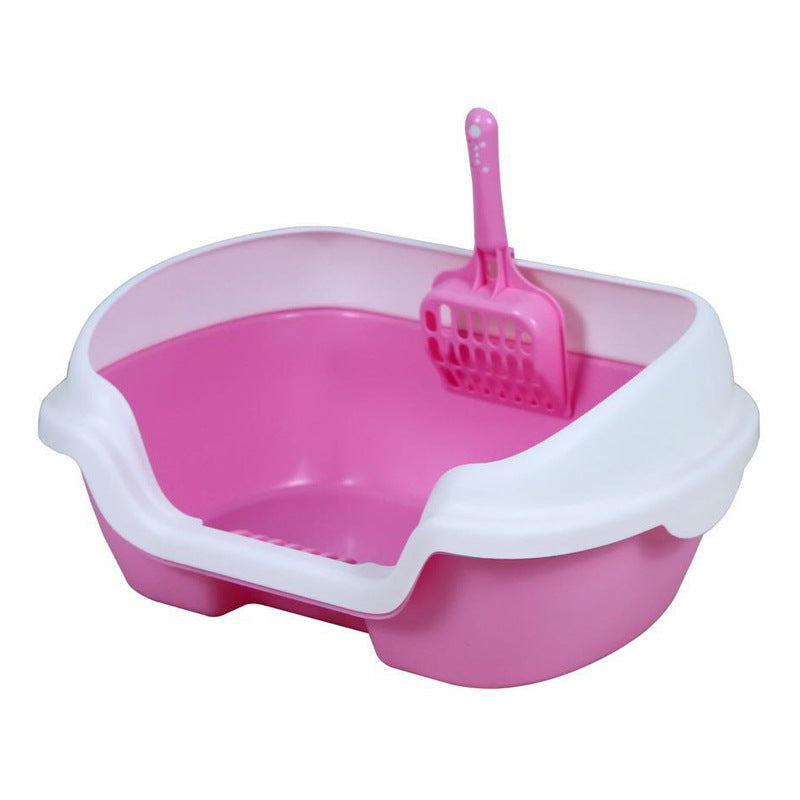 JMT-129098 Semi-Enclosed Plastic Cat Litter Box - 40cm Length, 30cm Width, 18cm Height