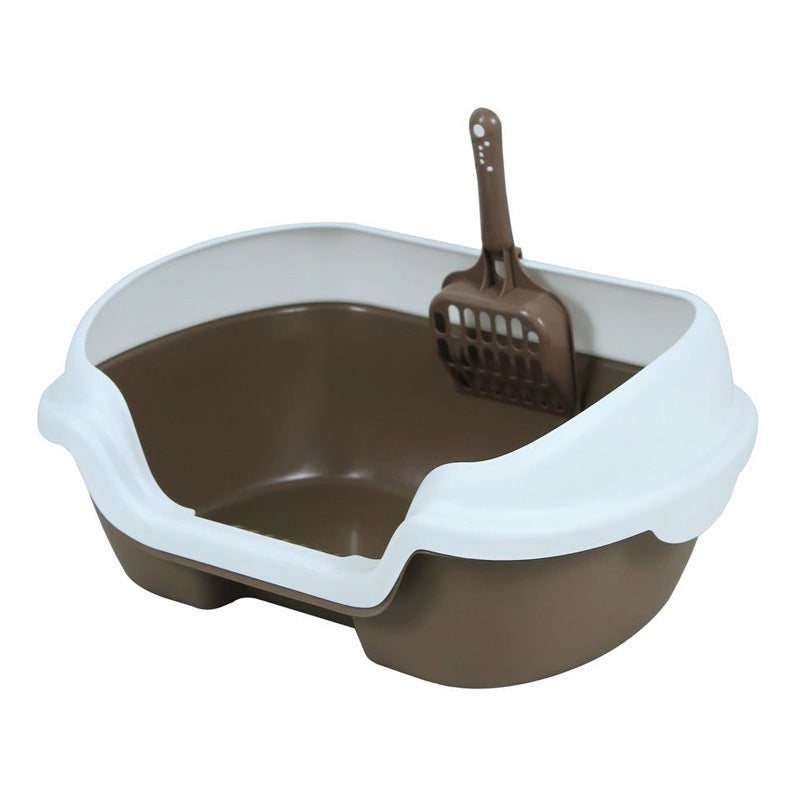 JMT-129098 Semi-Enclosed Plastic Cat Litter Box - 40cm Length, 30cm Width, 18cm Height