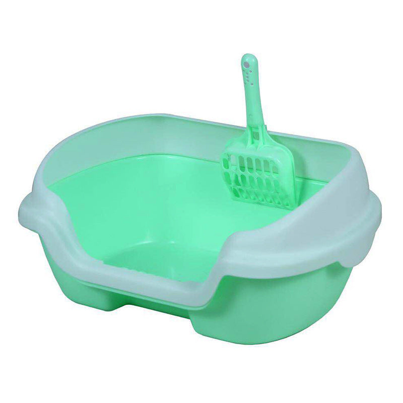 JMT-129098 Semi-Enclosed Plastic Cat Litter Box - 40cm Length, 30cm Width, 18cm Height
