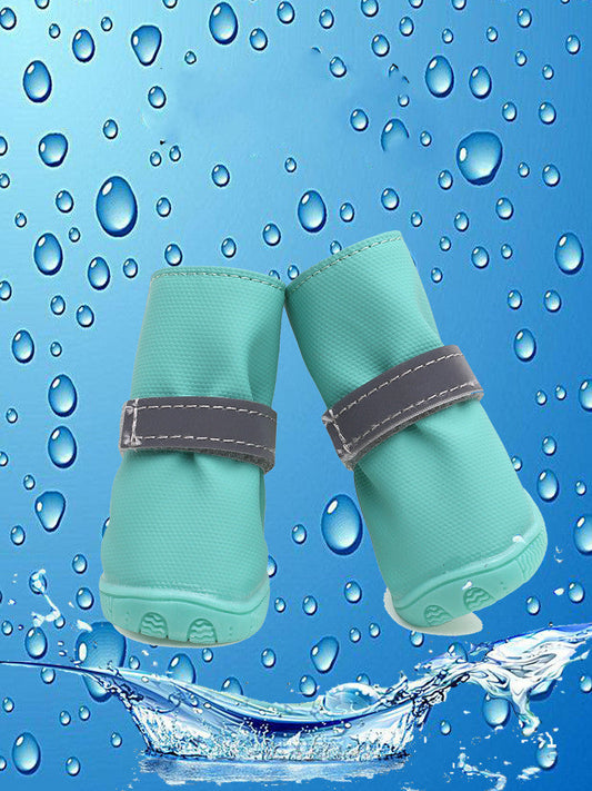 JMT-129482 Reflective Heavy-Duty Rain Boots for Dogs - Waterproof PVC Coated Nylon, Non-Slip Sole, Soft Interior, Multiple Sizes Available