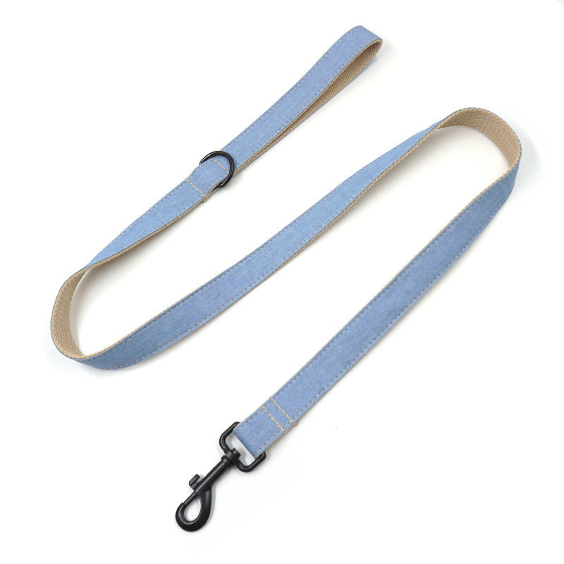 JMT-129674 Denim Pet Collar and Leash Set with Bowknot – Lightweight and Stylish Solution for Dogs