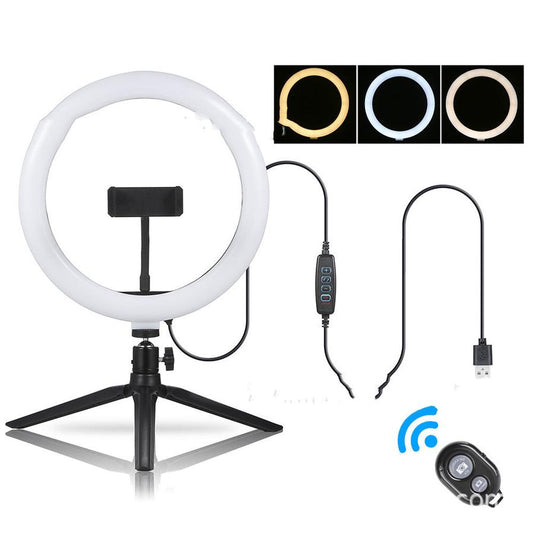 JMT-129866 Desktop Tripod with Fill Light for iPhone - Adjustable Brightness, ABS Material, 5V Power
