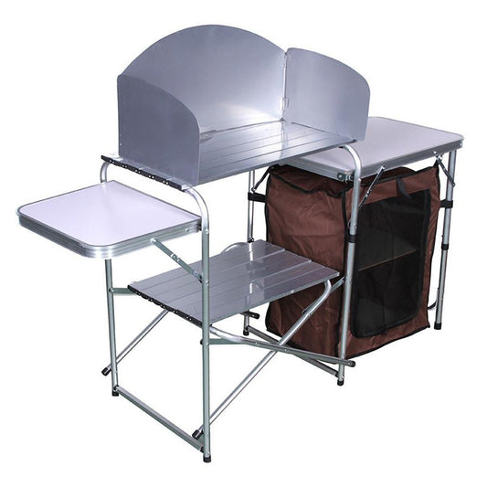 JMT-130058 Double-decker Outdoor Camping Storage Rack with Mobile Barbecue Table
