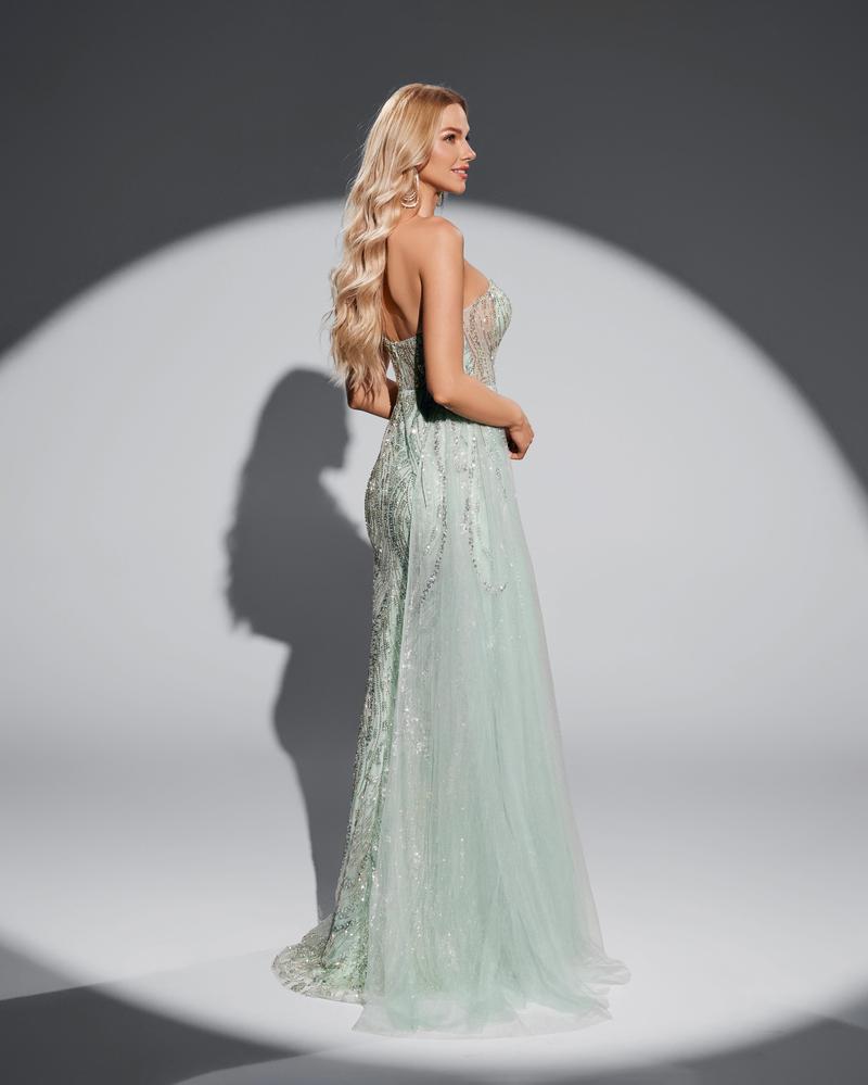 JMT-130250 Elegant Green Evening Dress for Women - Style SH0114