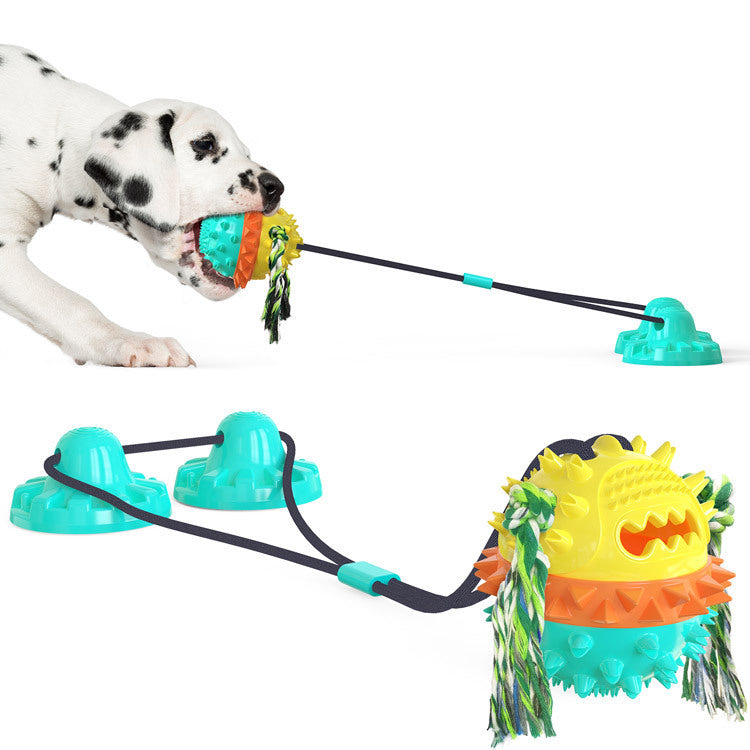 JMT-130314 Durable TPR Dog Toys with Suction Cup and Jumping Vocal Ball - Multiple Colors Available