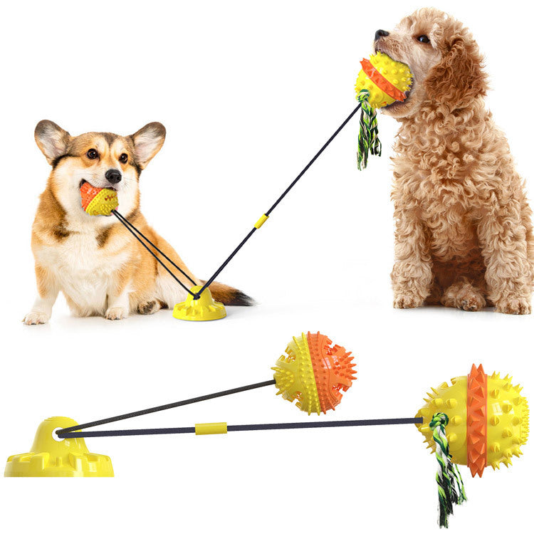 JMT-130314 Durable TPR Dog Toys with Suction Cup and Jumping Vocal Ball - Multiple Colors Available