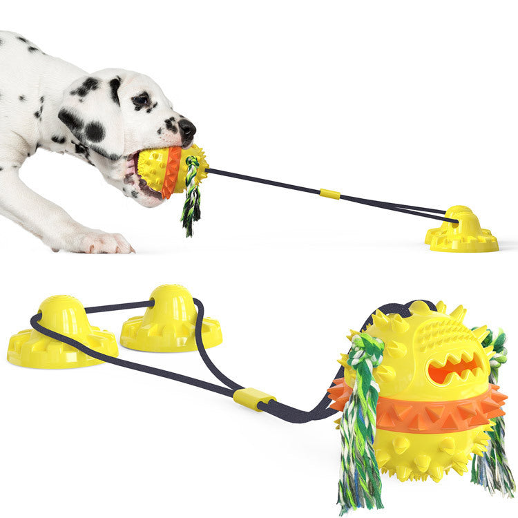 JMT-130314 Durable TPR Dog Toys with Suction Cup and Jumping Vocal Ball - Multiple Colors Available