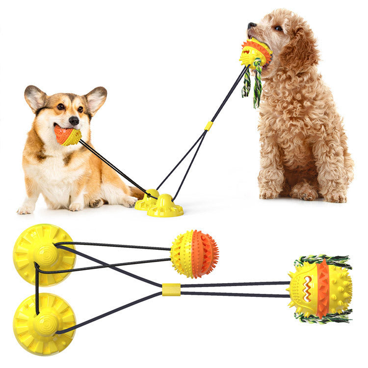 JMT-130314 Durable TPR Dog Toys with Suction Cup and Jumping Vocal Ball - Multiple Colors Available