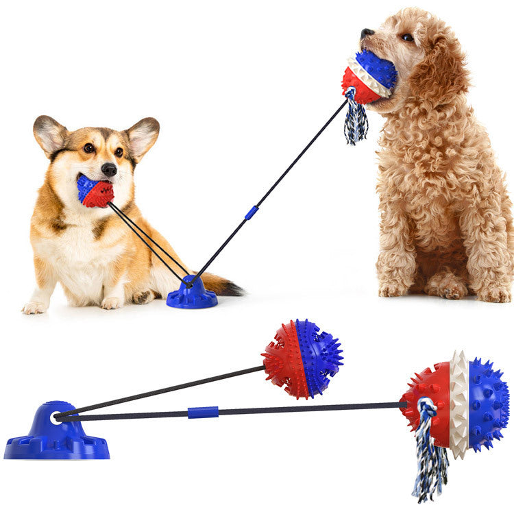 JMT-130314 Durable TPR Dog Toys with Suction Cup and Jumping Vocal Ball - Multiple Colors Available