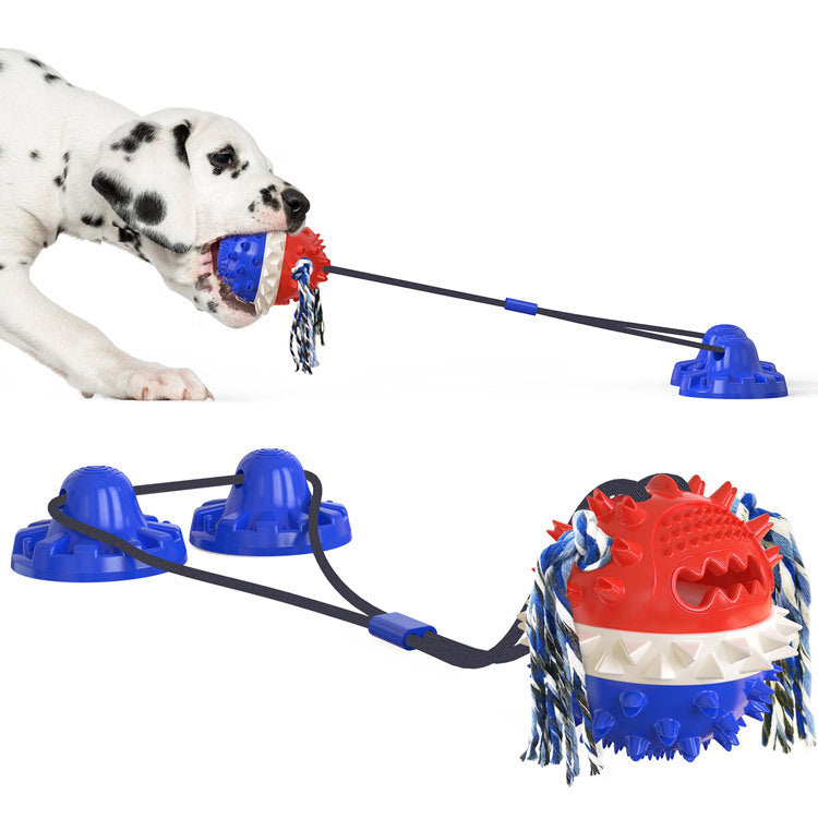 JMT-130314 Durable TPR Dog Toys with Suction Cup and Jumping Vocal Ball - Multiple Colors Available