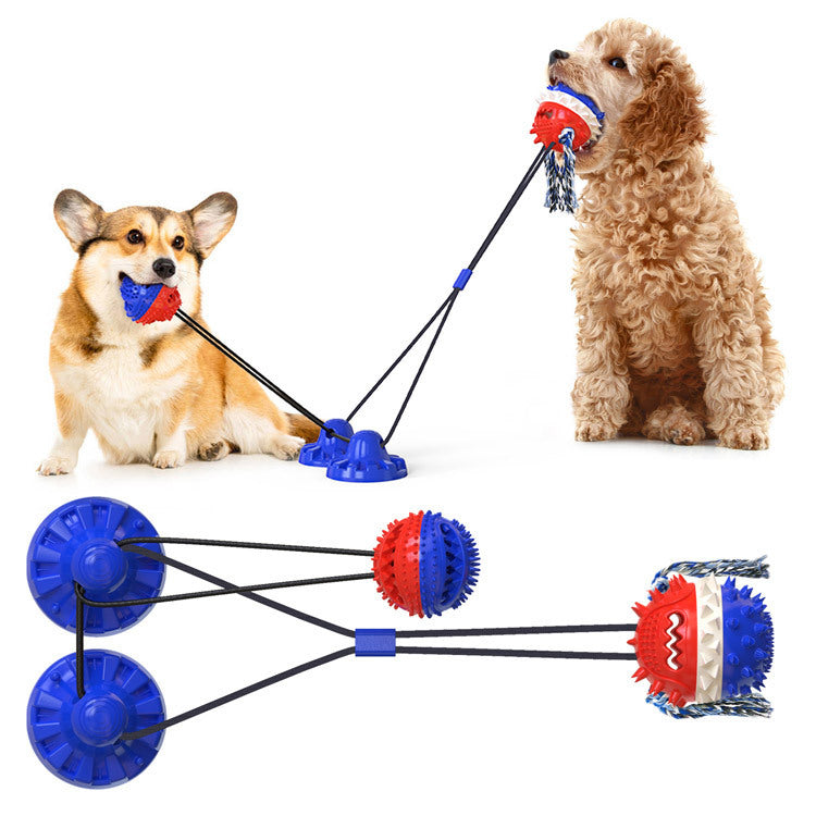 JMT-130314 Durable TPR Dog Toys with Suction Cup and Jumping Vocal Ball - Multiple Colors Available