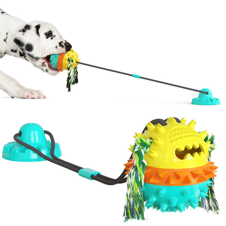 JMT-130314 Durable TPR Dog Toys with Suction Cup and Jumping Vocal Ball - Multiple Colors Available