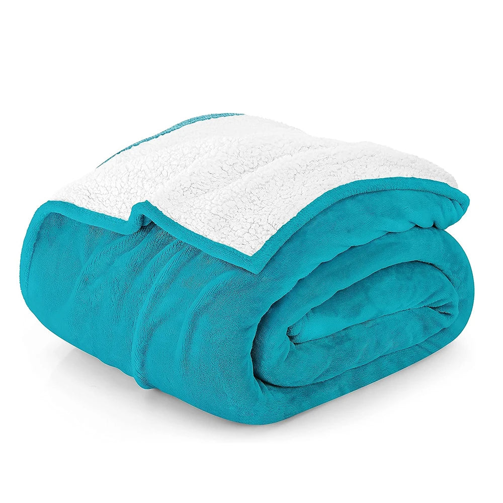 JMT-131082 Reversible Sherpa Fleece Blanket - Thick, Plush, Warm, 50x60 inches, Custom Colours Available