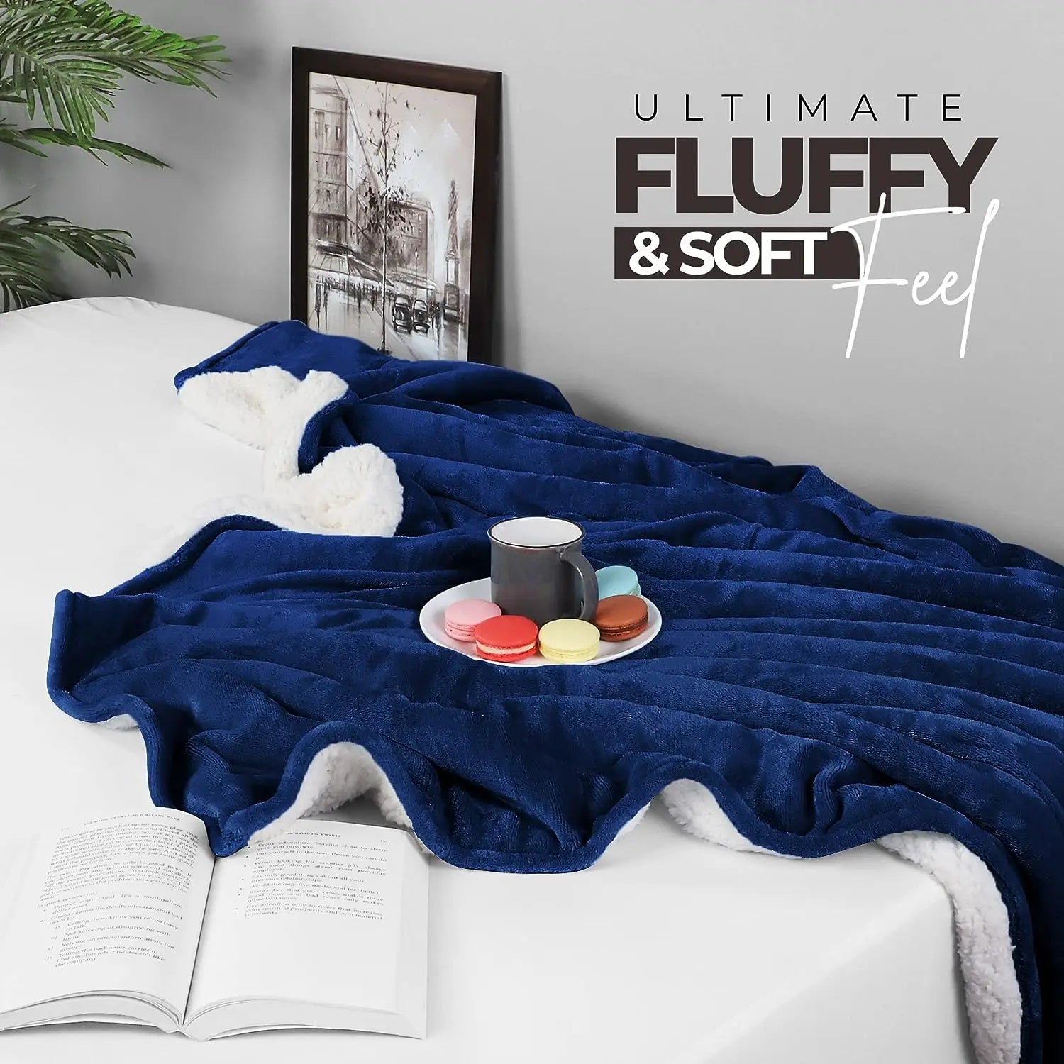 JMT-131082 Reversible Sherpa Fleece Blanket - Thick, Plush, Warm, 50x60 inches, Custom Colours Available