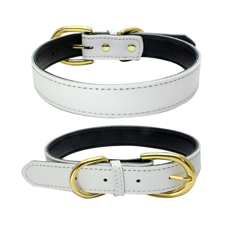 JMT-131978 Cowhide Leather Pet Collar - Available in Multiple Sizes, Durable and Comfortable Design