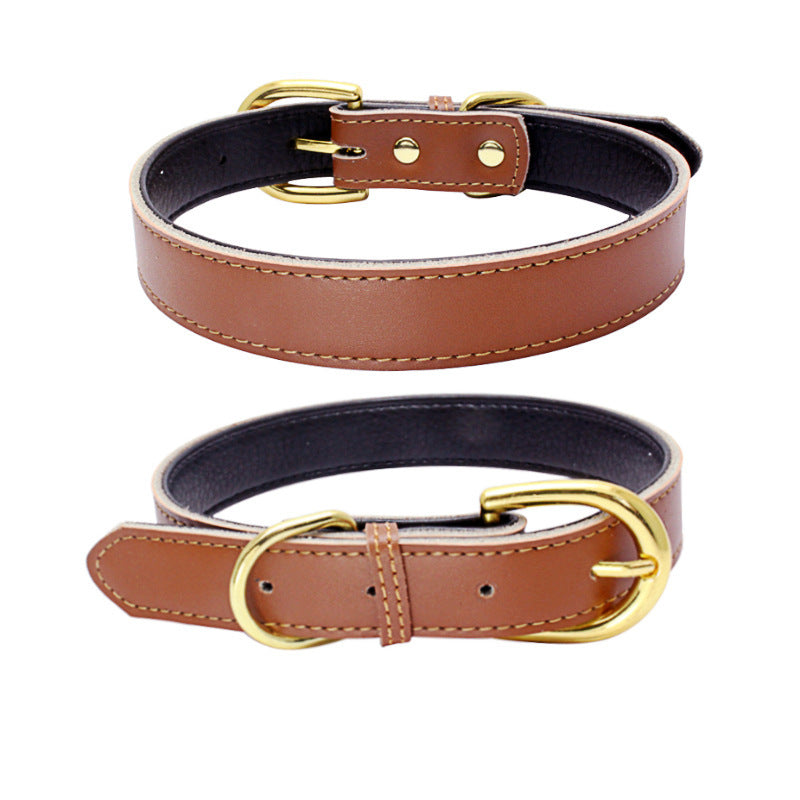 JMT-131978 Cowhide Leather Pet Collar - Available in Multiple Sizes, Durable and Comfortable Design