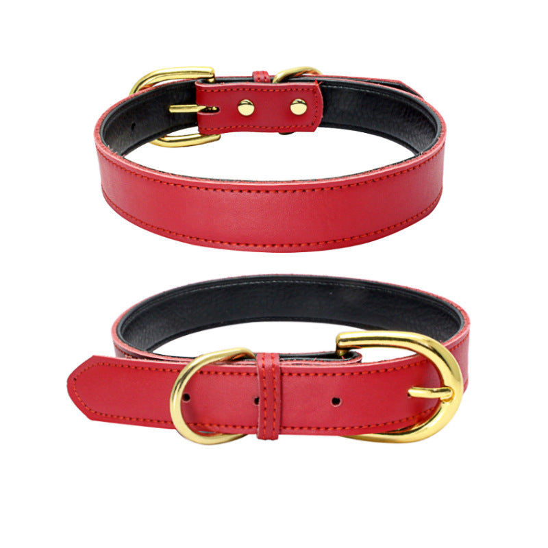JMT-131978 Cowhide Leather Pet Collar - Available in Multiple Sizes, Durable and Comfortable Design