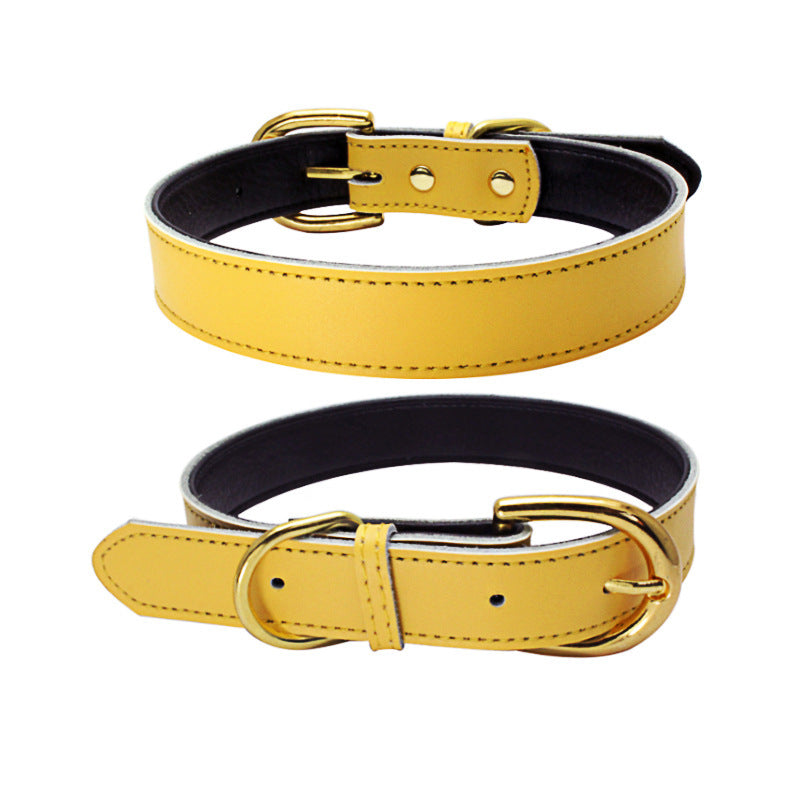JMT-131978 Cowhide Leather Pet Collar - Available in Multiple Sizes, Durable and Comfortable Design