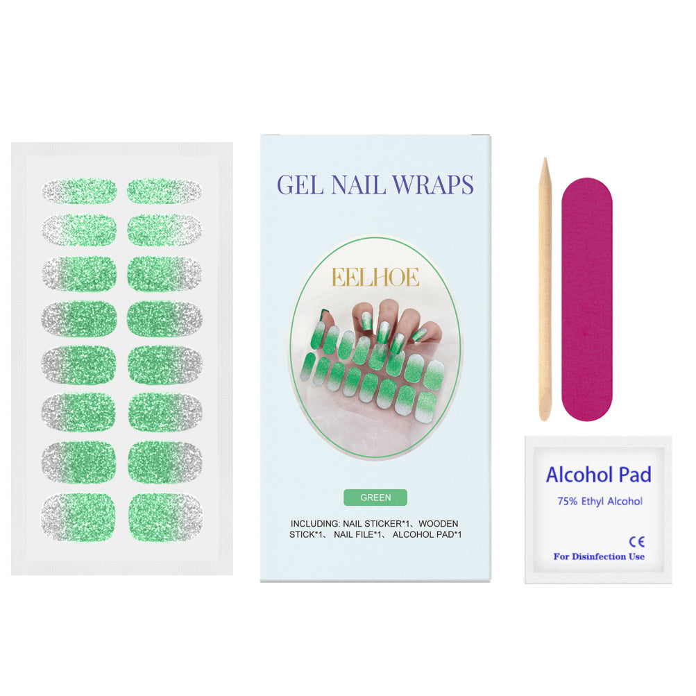 JMT-132618 Glitter Soft Gel Nail Sticker Set in Four Vibrant Colors – Easy Application & Complete Nail Care Kit