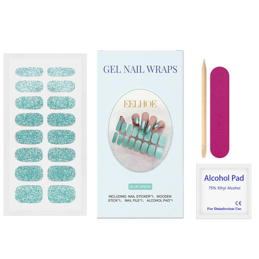 JMT-132618 Glitter Soft Gel Nail Sticker Set in Four Vibrant Colors – Easy Application & Complete Nail Care Kit