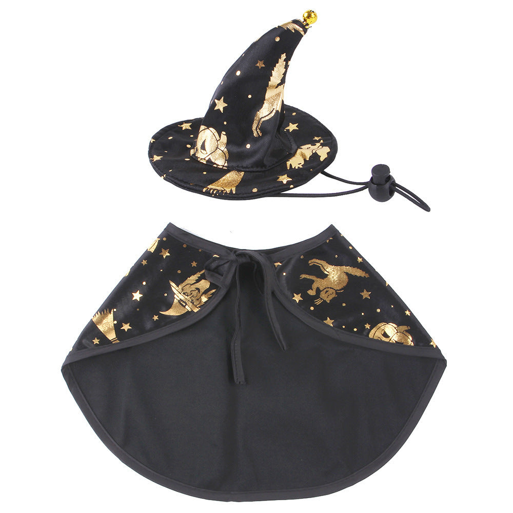 JMT-132938 Halloween Wizard Cloak and Hat Set for Pets - Suitable for Dogs and Cats, Various Sizes Available