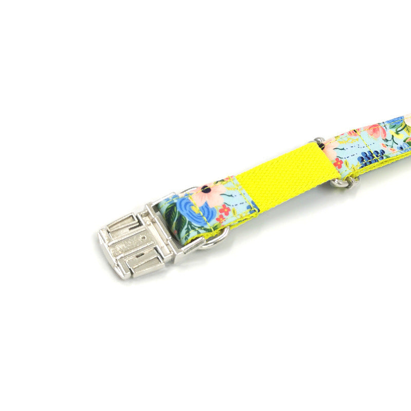 JMT-133130 Durable Yellow Polyester Dog Leash and Collar Set for Medium to Large Dogs