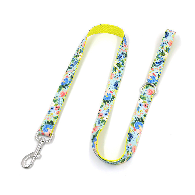JMT-133130 Durable Yellow Polyester Dog Leash and Collar Set for Medium to Large Dogs