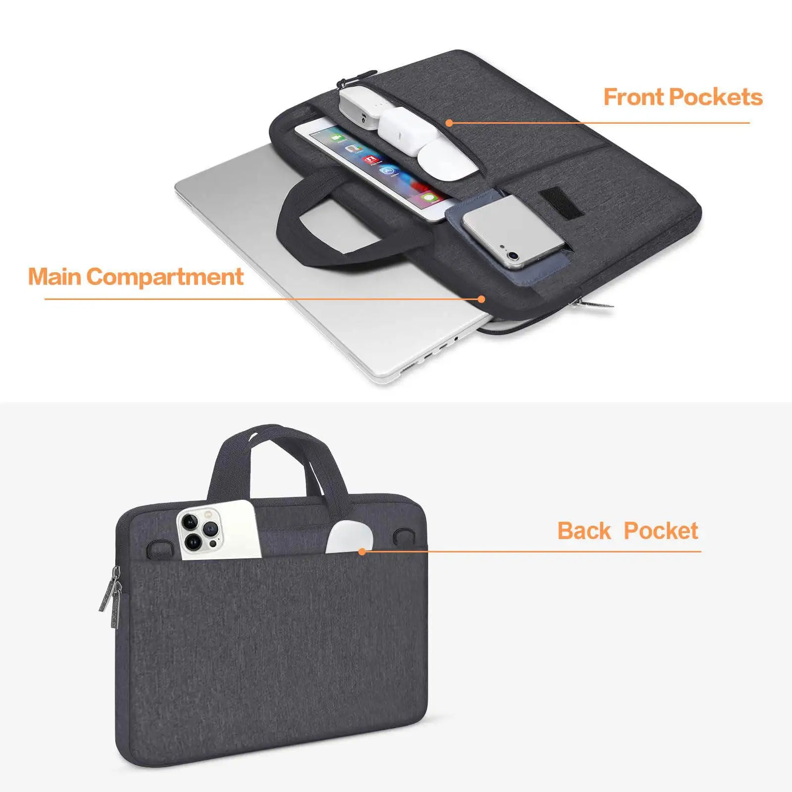 JMT-133130 Portable Black Laptop Tote Bag for Men and Women, Ideal for Business and Daily Use