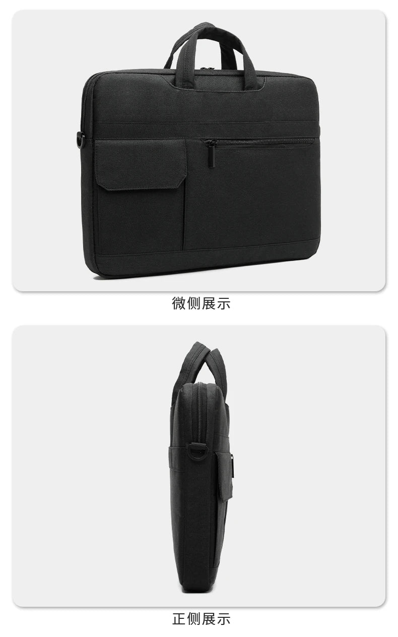 JMT-133130 Portable Black Laptop Tote Bag for Men and Women, Ideal for Business and Daily Use