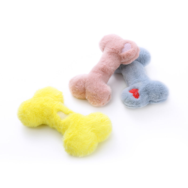 JMT-133450 Interactive Bite-Resistant Love Bone Plush Dog Toy for Teeth Grinding Fun