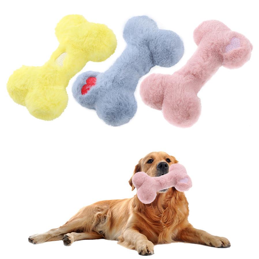 JMT-133450 Interactive Bite-Resistant Love Bone Plush Dog Toy for Teeth Grinding Fun