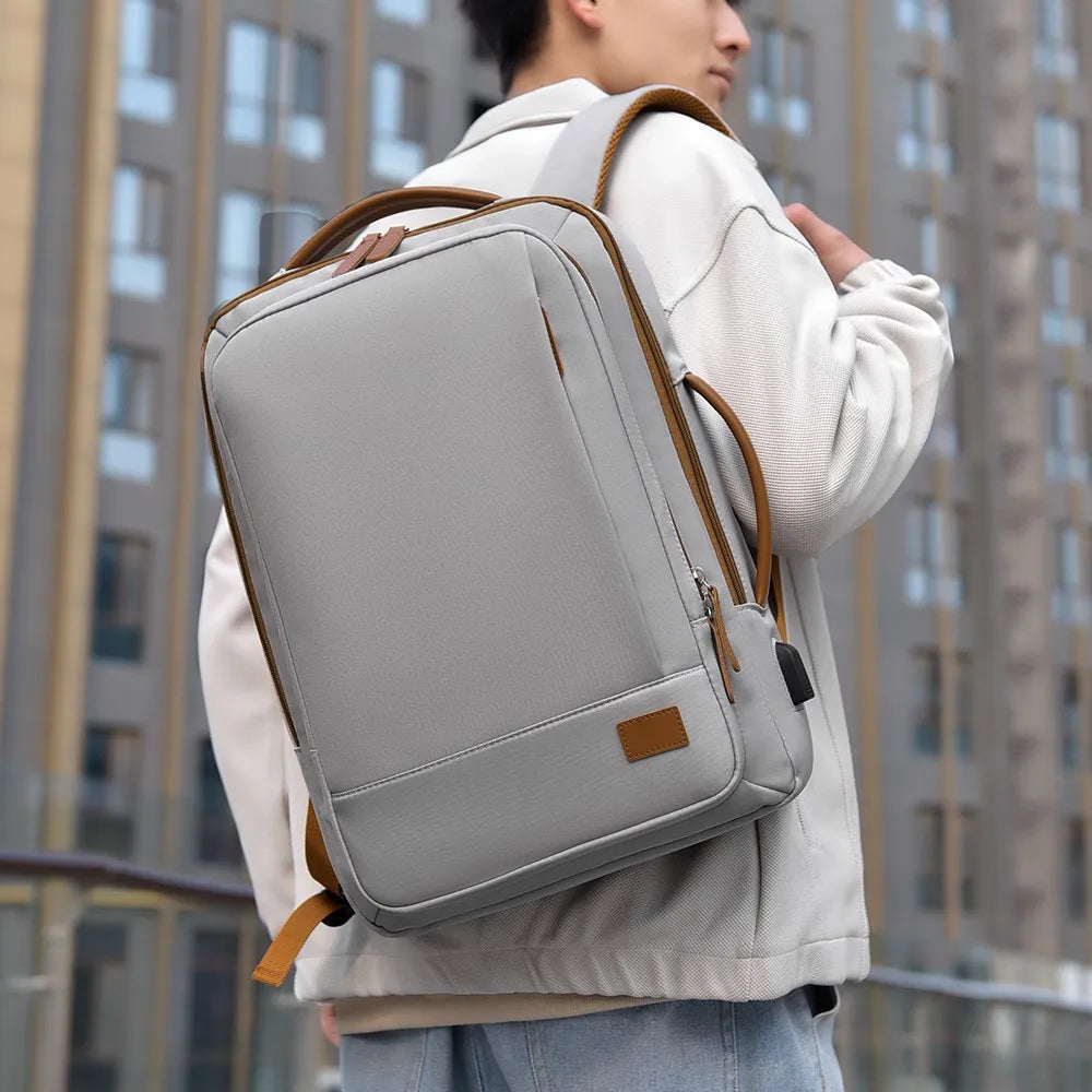 JMT-133642 Lightweight Waterproof Expandable Laptop Backpack with Breathable Shoulder Straps and USB Port