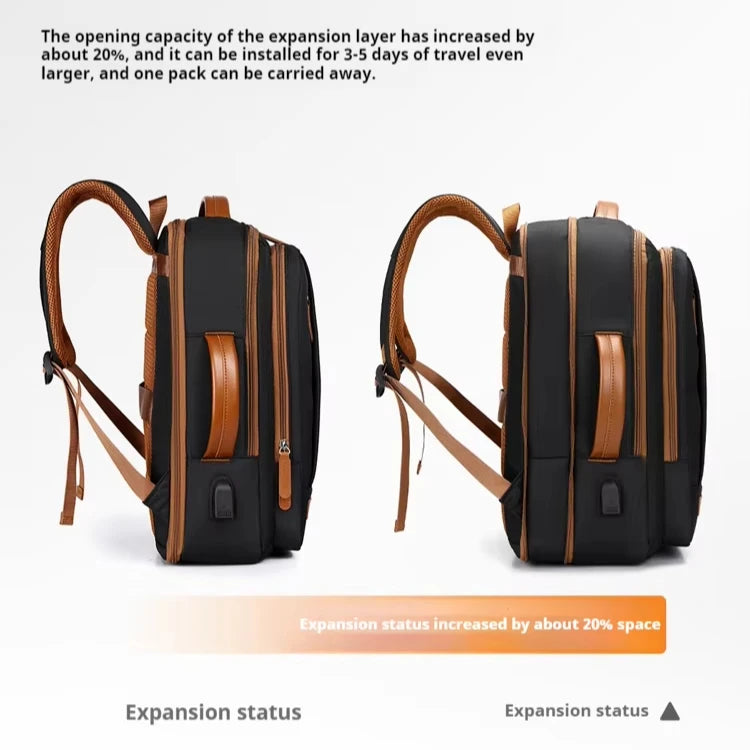 JMT-133642 Lightweight Waterproof Expandable Laptop Backpack with Breathable Shoulder Straps and USB Port