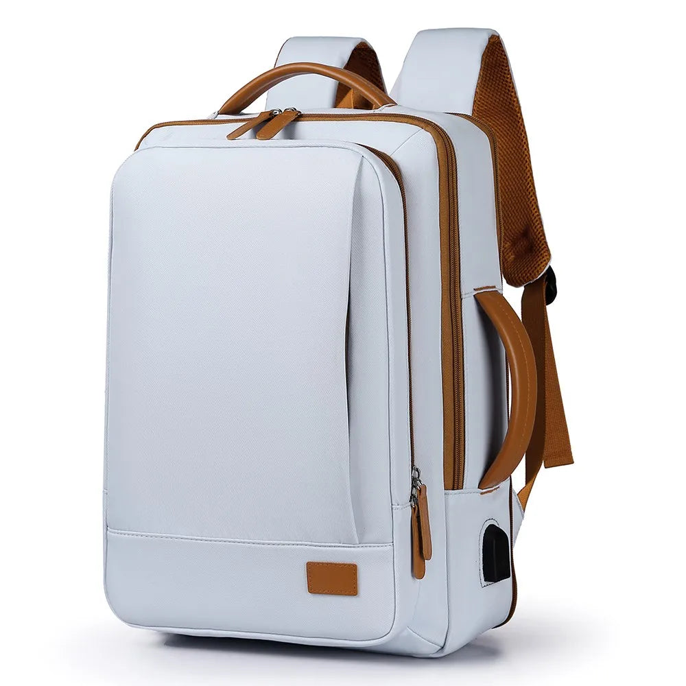 JMT-133642 Lightweight Waterproof Expandable Laptop Backpack with Breathable Shoulder Straps and USB Port