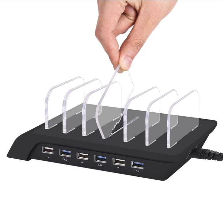JMT-134090 Six-Port USB Charging Stand with Intelligent Fast Charging and Space-Saving Design